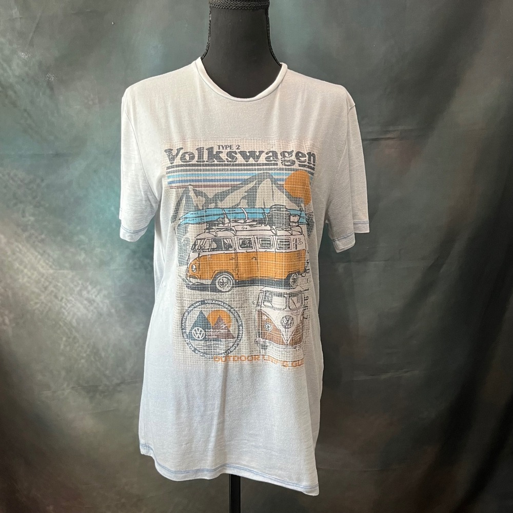 Volkswagen Type 2 Burnout Graphic Tee Womens Small Camper Van Surf VTG Style‎